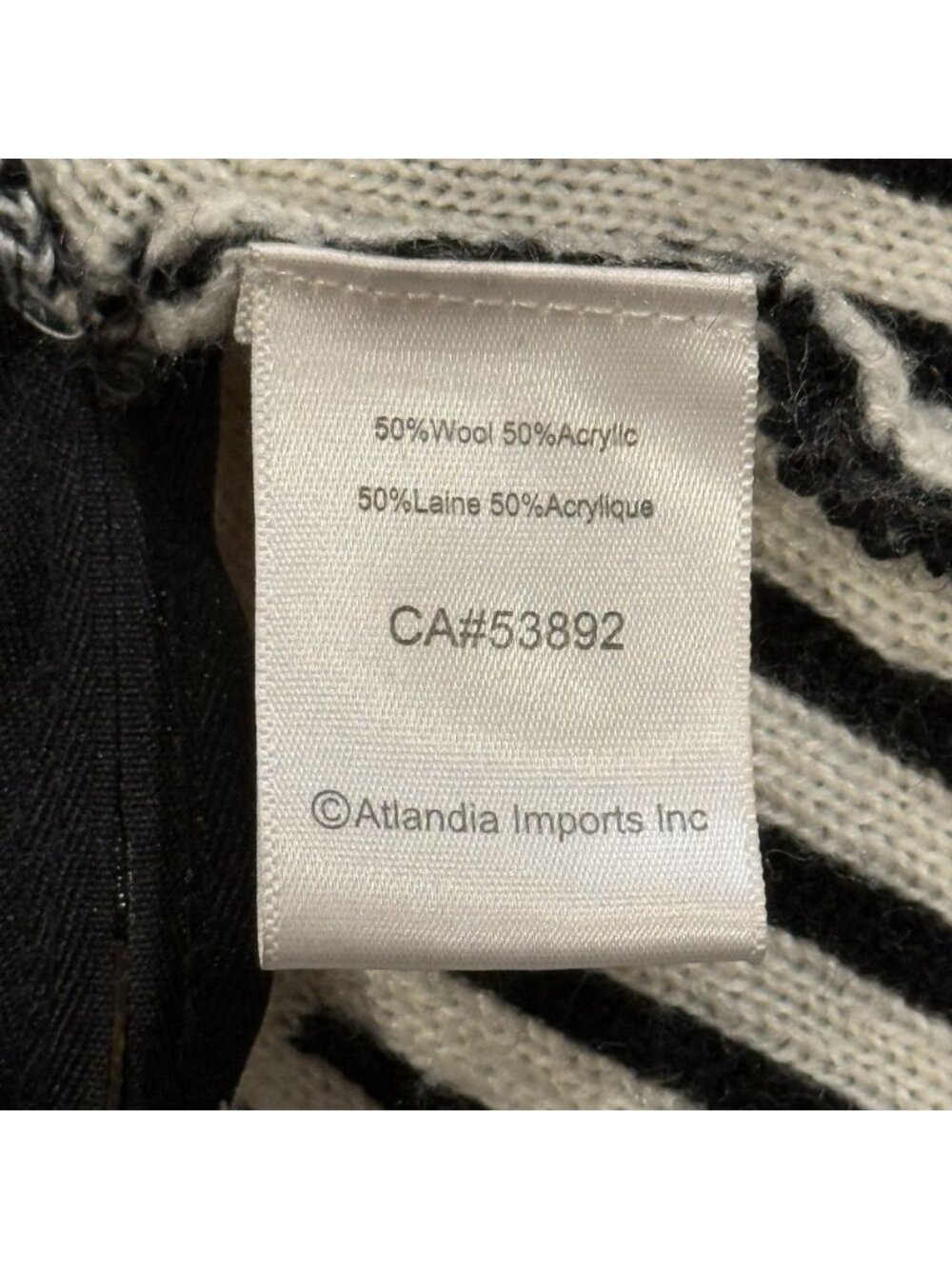 Icelandic Design Sz L Black White Wool Blend Cardigan Sweater Pockets Fair Isle - Picture 5 of 8